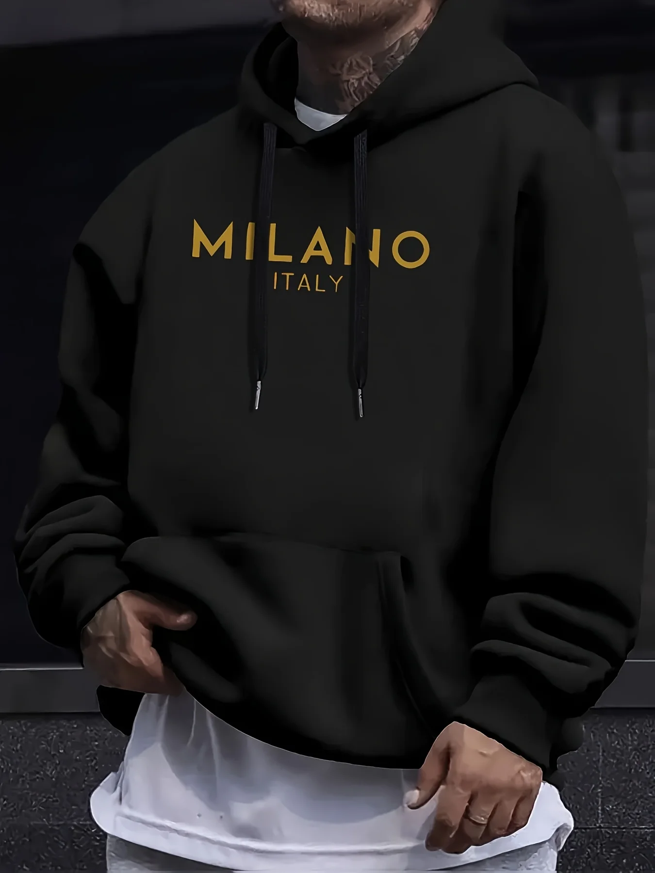 Street Fashion Milano - سترة بقلنسوة للخريف والشتاء، مطبوع عليها