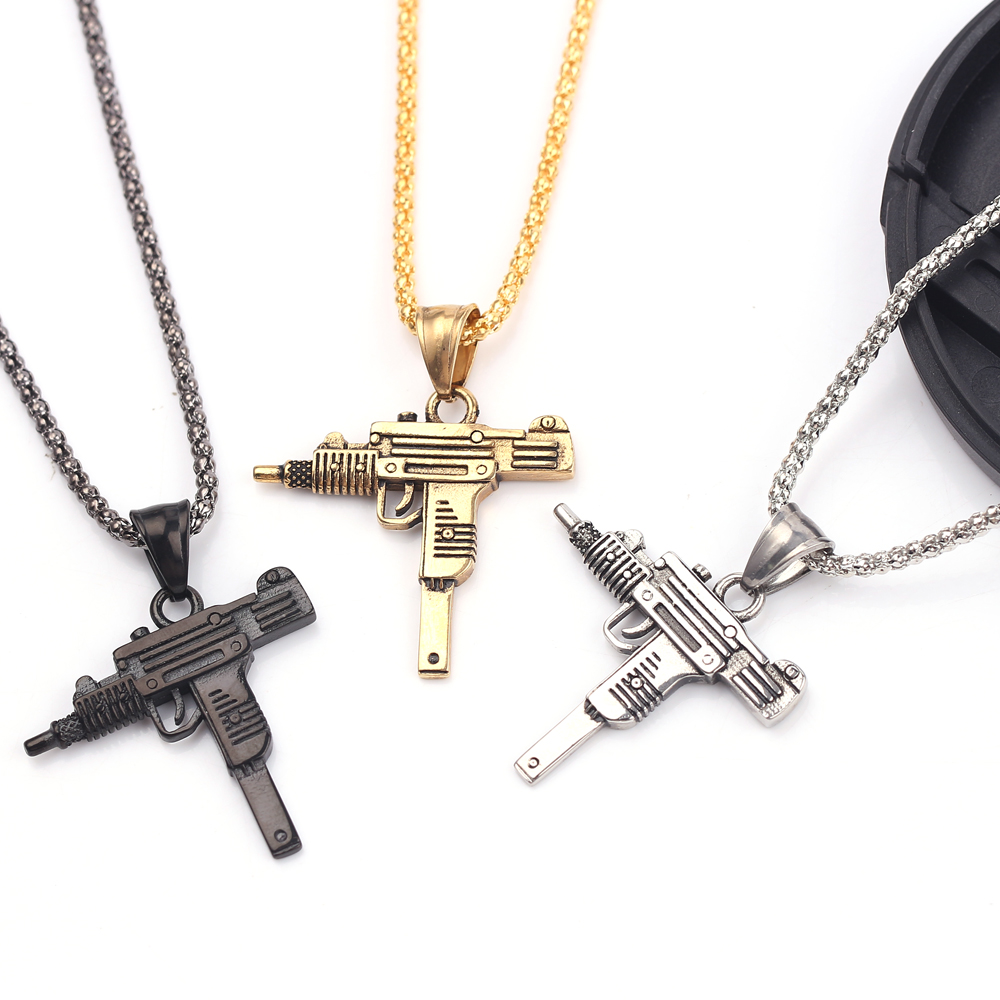 Street Fashion Necklace - قلادة على شكل مسدس أوزي -