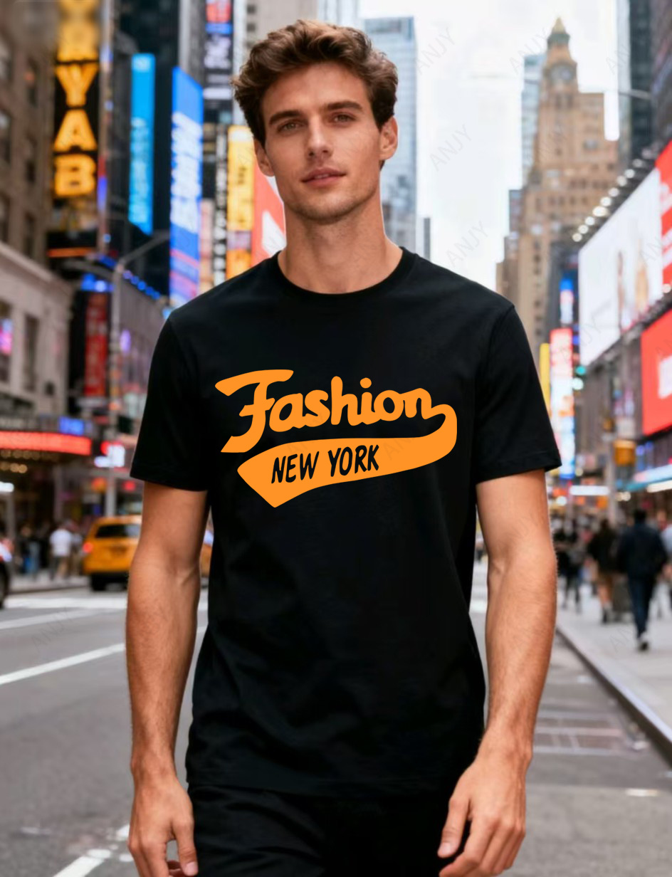 Street Fashion In New York - تي شيرت بطباعة حروف على طراز