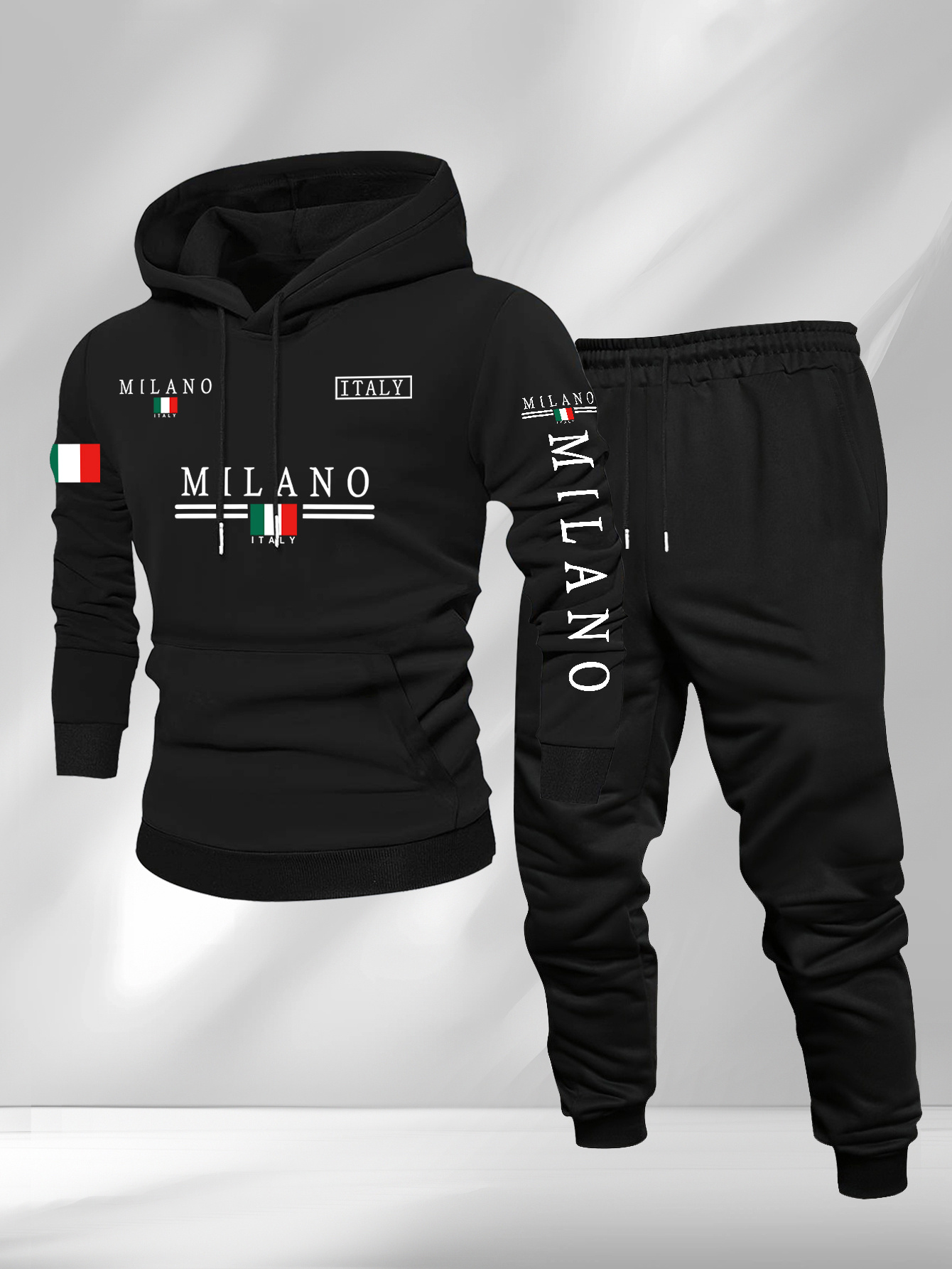 Street Fashion Milano - بدلة رياضية رجالية عصرية بطبعة علم