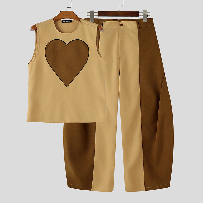 Fashion Streetwear - طقم رجالي من INCERUN بتصميم مرقع