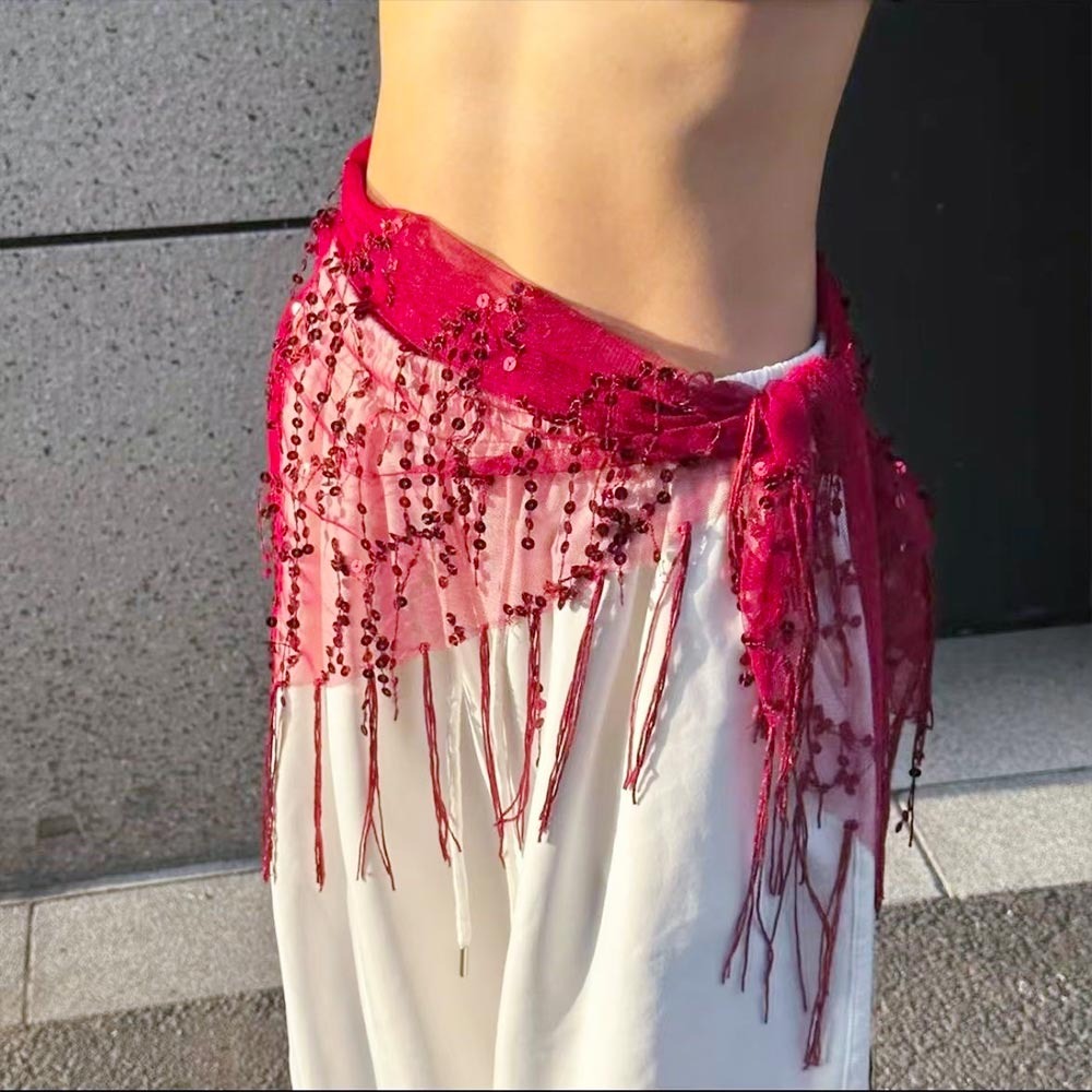 Street Fashion Thailand - حزام رقص شرقي مزين بالترتر مع