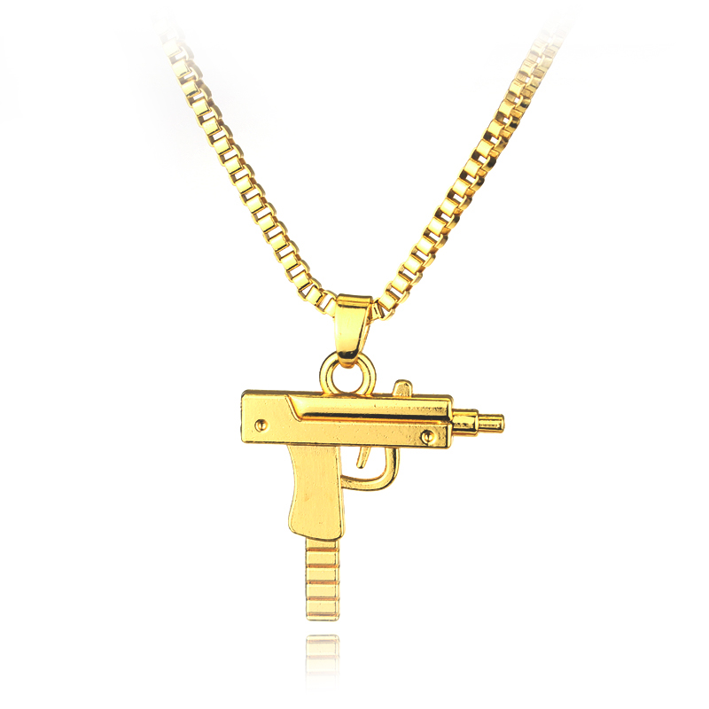 Street Fashion Necklace - قلادة عصرية على شكل مسدس أوزي،