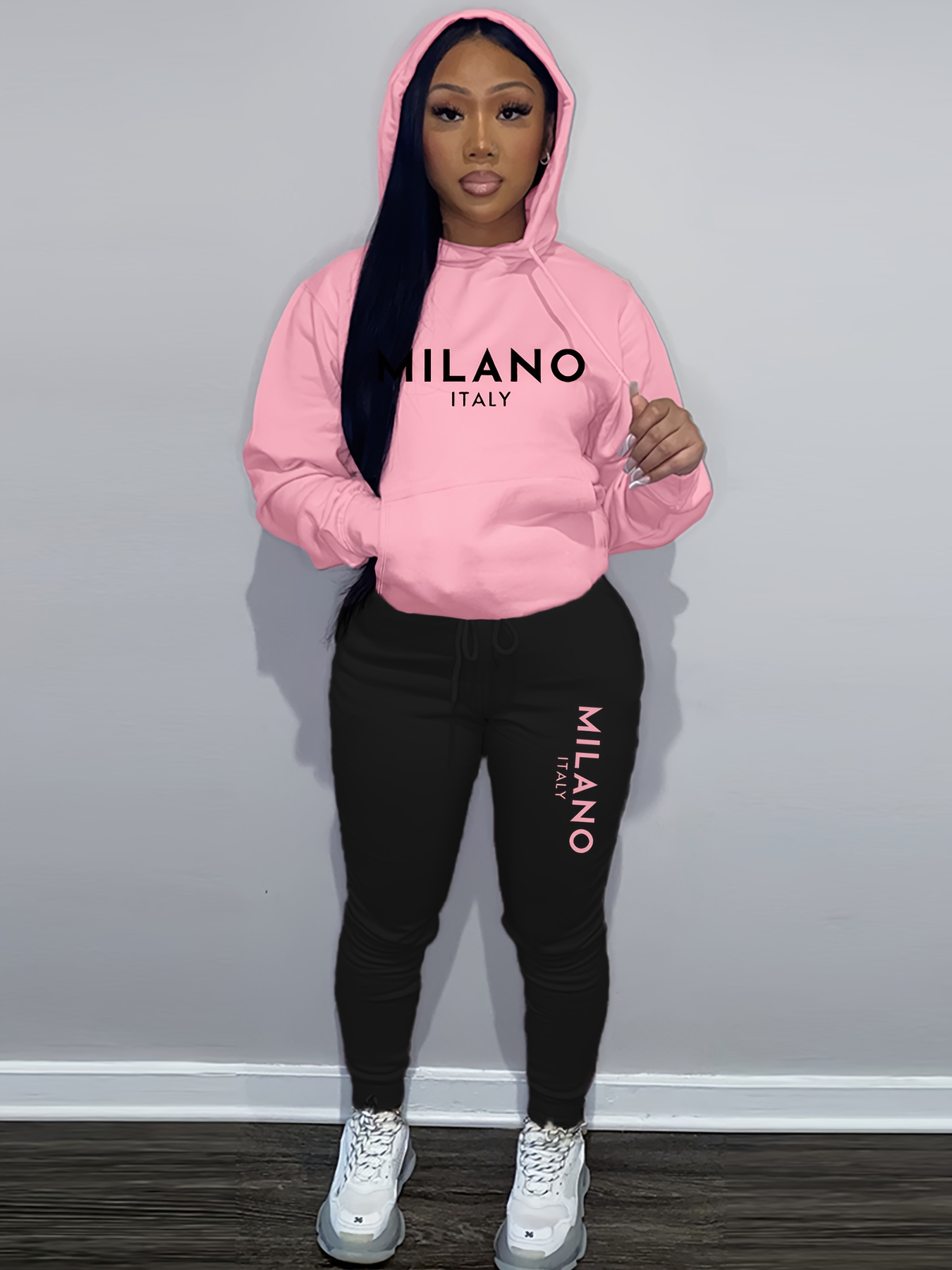 Street Fashion Milano - المرأة الخريف/الشتاء هوديي + السراويل الرياضية