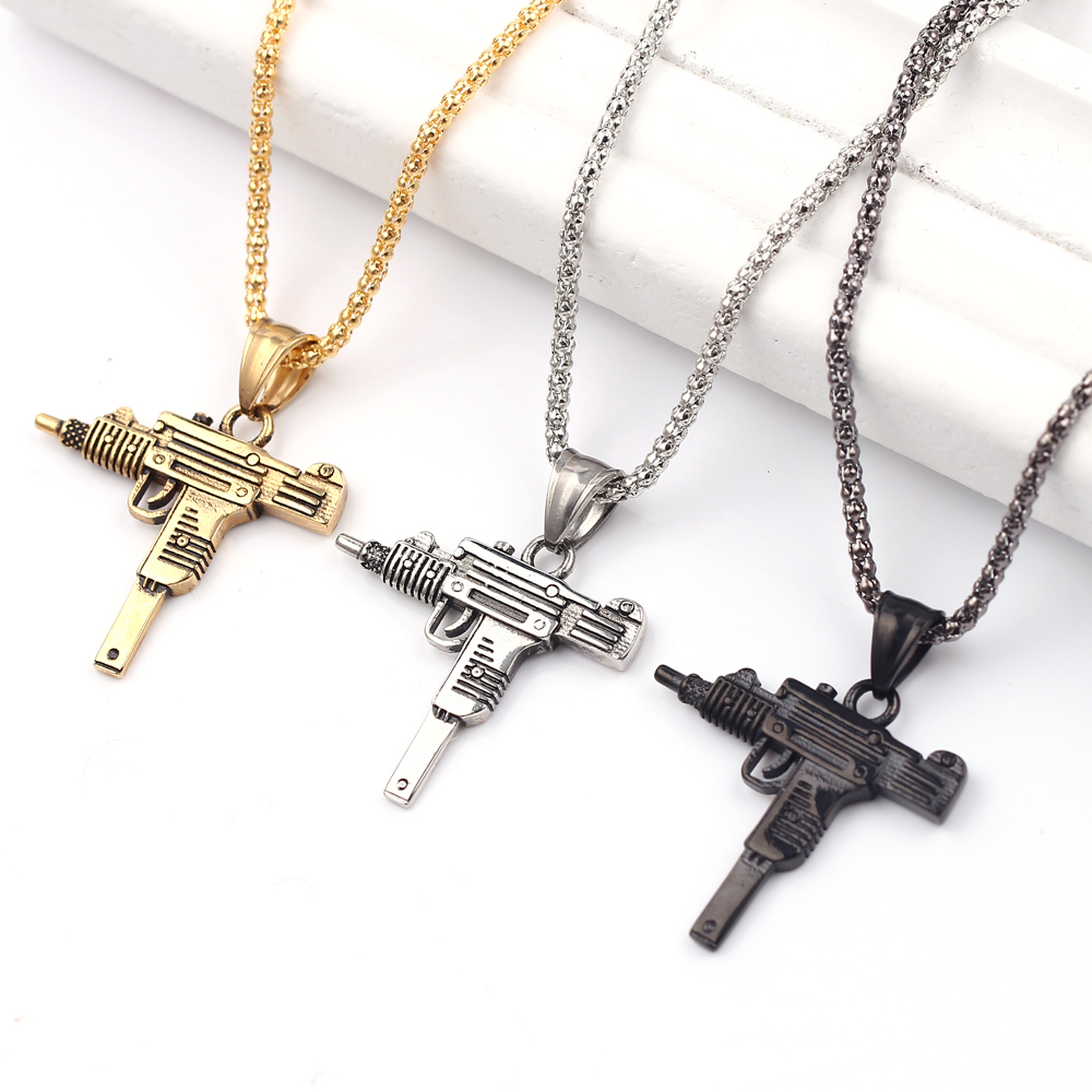قلادة على شكل مسدس أوزي - مجوه - مراجعة Street Fashion Necklace وسعره