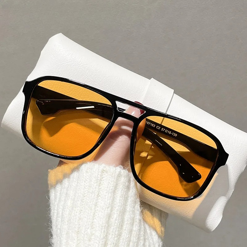 نظارات شمسية مربعة بجسر مزدوج  - مراجعة Street Fashion Glasses وسعره