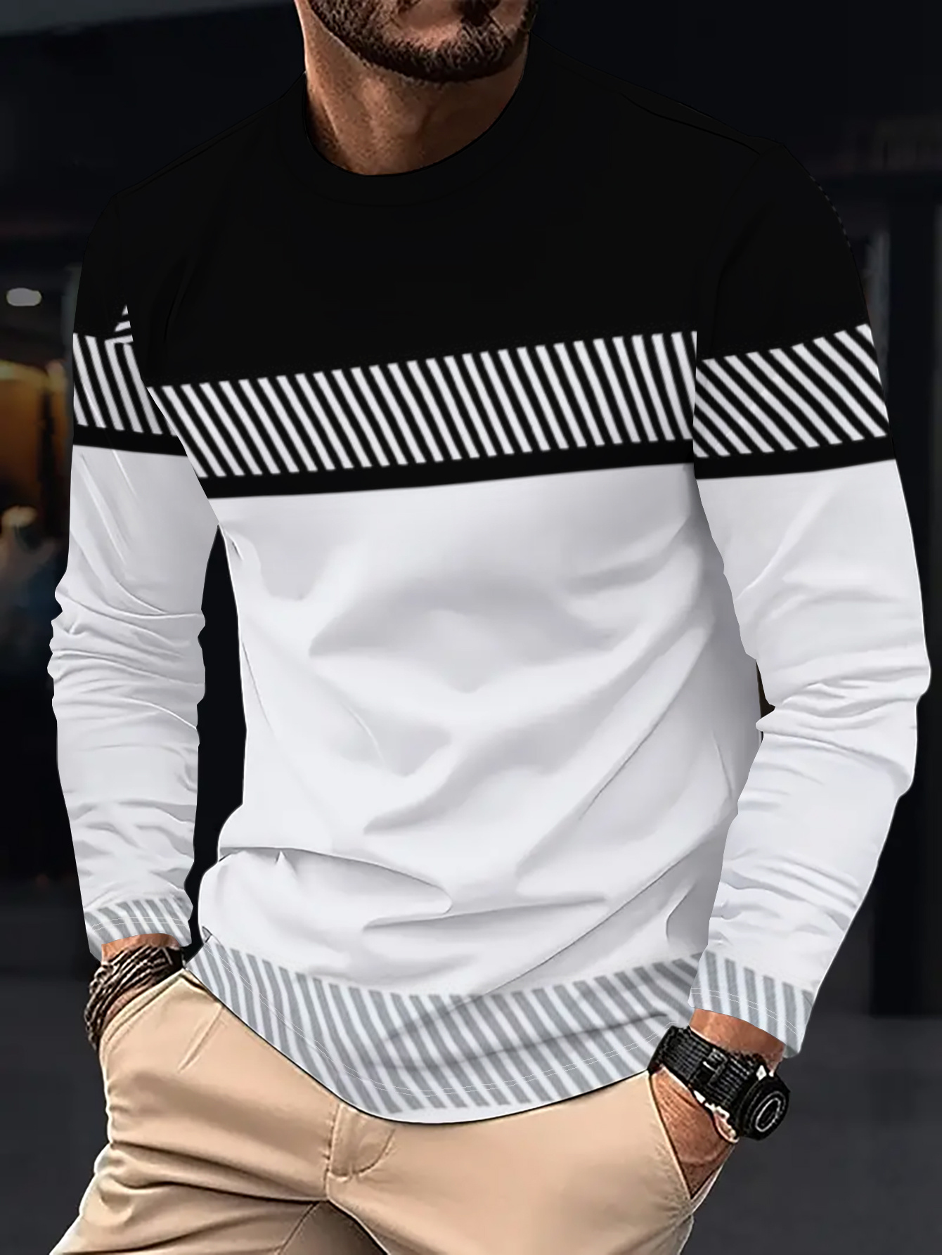 تي شيرت رجالي طويل الأكمام بتص - مراجعة Fashion Streetwear وسعره