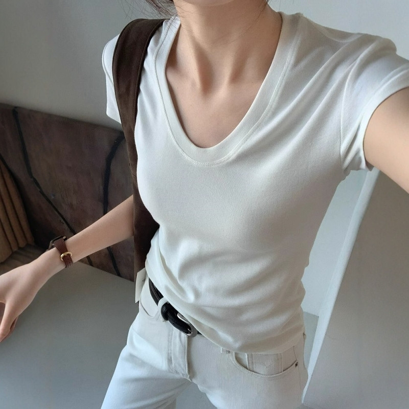 تي شيرت نسائي صيفي بياقة على ش - مراجعة Fashion Streetwear وسعره
