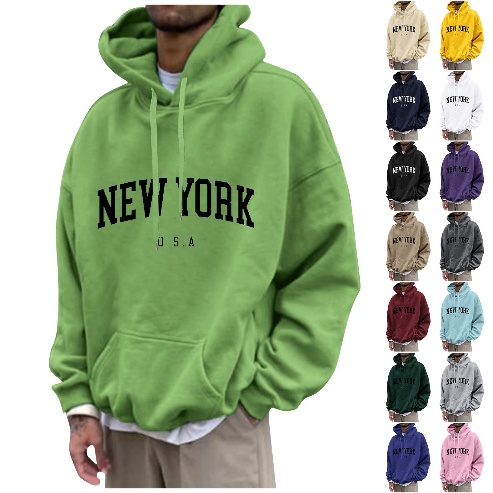 كنزات بأغطية رأس بطباعة نيويور - مراجعة Street Fashion In New York وسعره