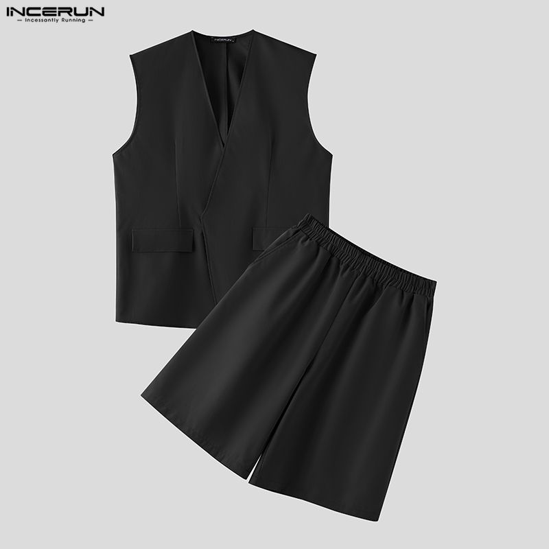 طقم رجالي من INCERUN بلون موحد - مراجعة Fashion Streetwear وسعره