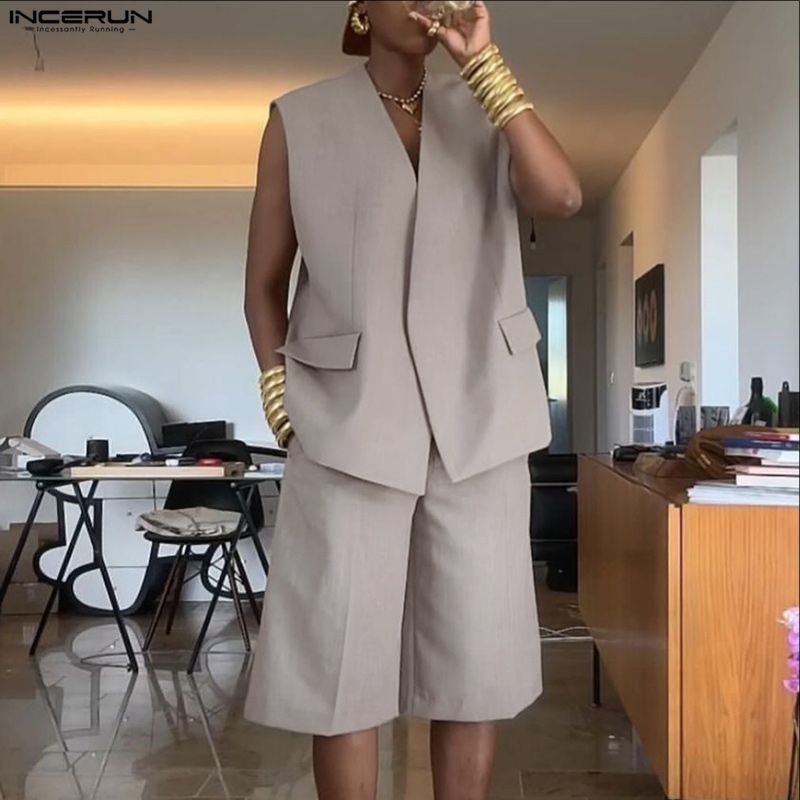 طقم رجالي من INCERUN بلون موحد - مراجعة Fashion Streetwear وسعره