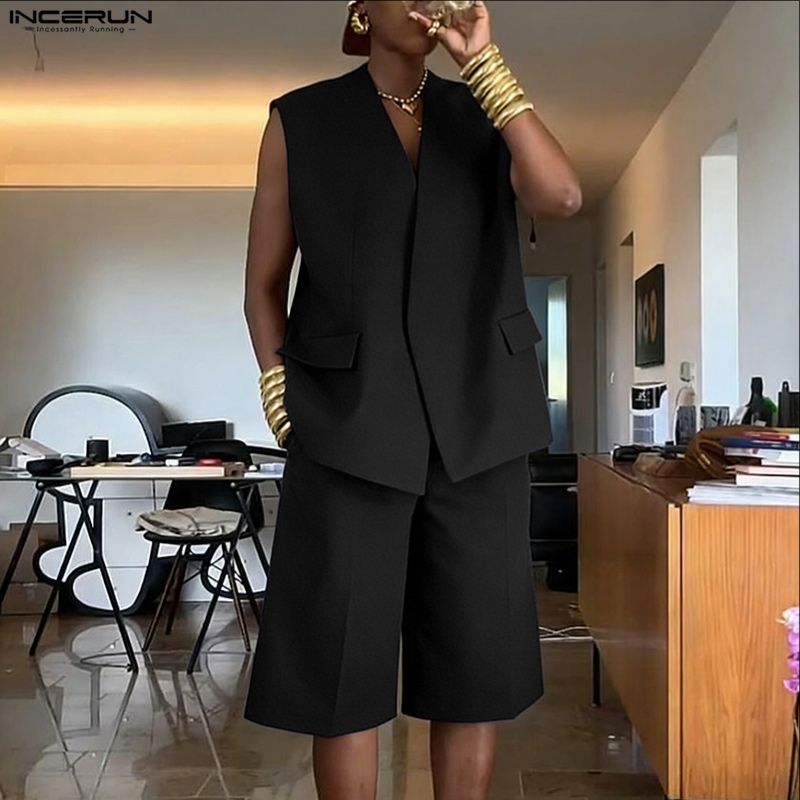 طقم رجالي من INCERUN بلون موحد - مراجعة Fashion Streetwear وسعره